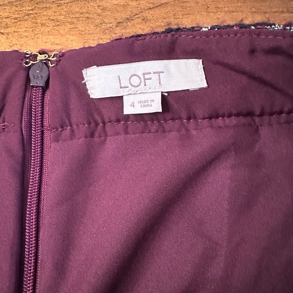 Loft Size 4 Sherri Tweed Shift Skirt Purple Multi Colored - Picture 6 of 7